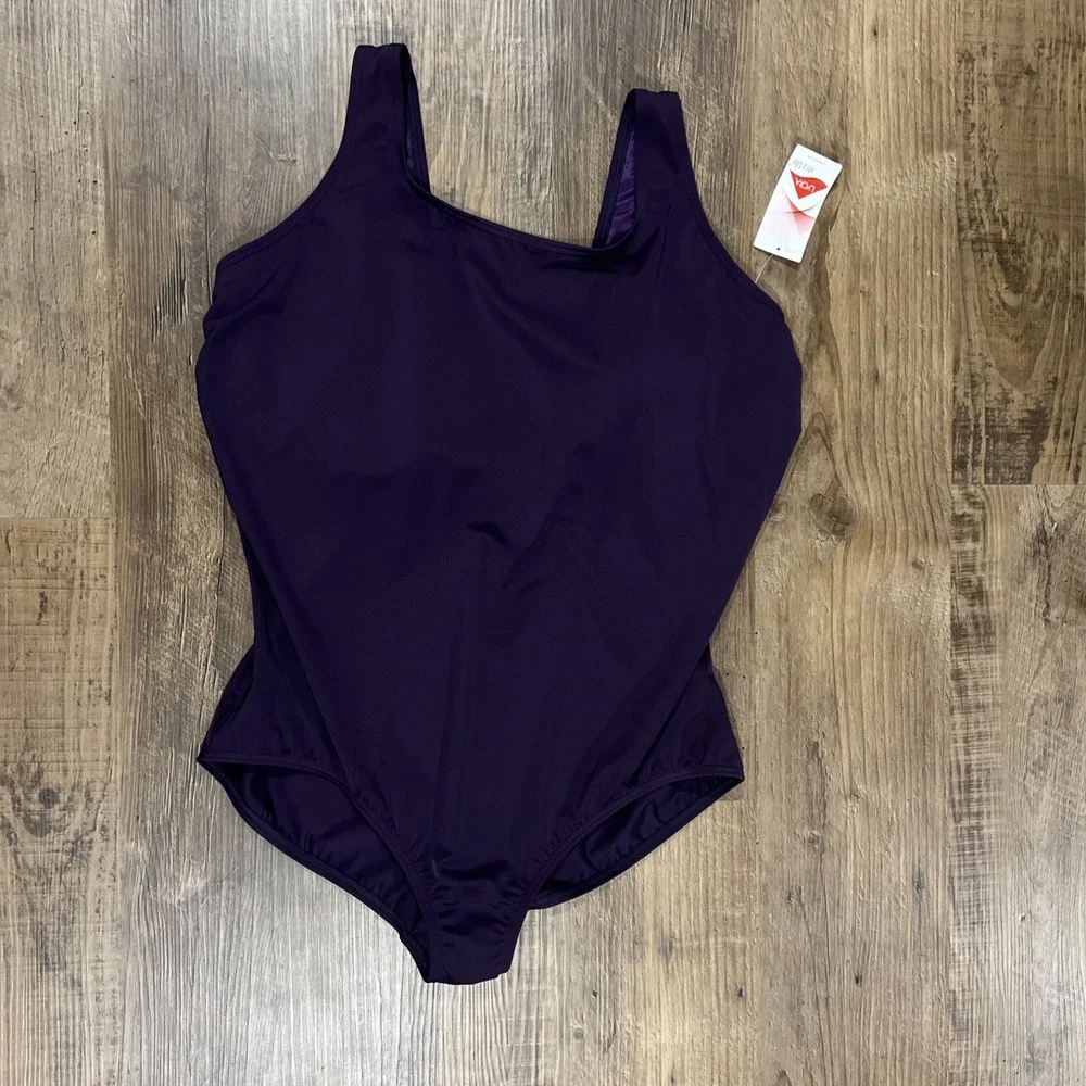 L.L. Bean Women's Swimsuit Size 24W Mast Purple Padded Self Bra Lycra Extra Life